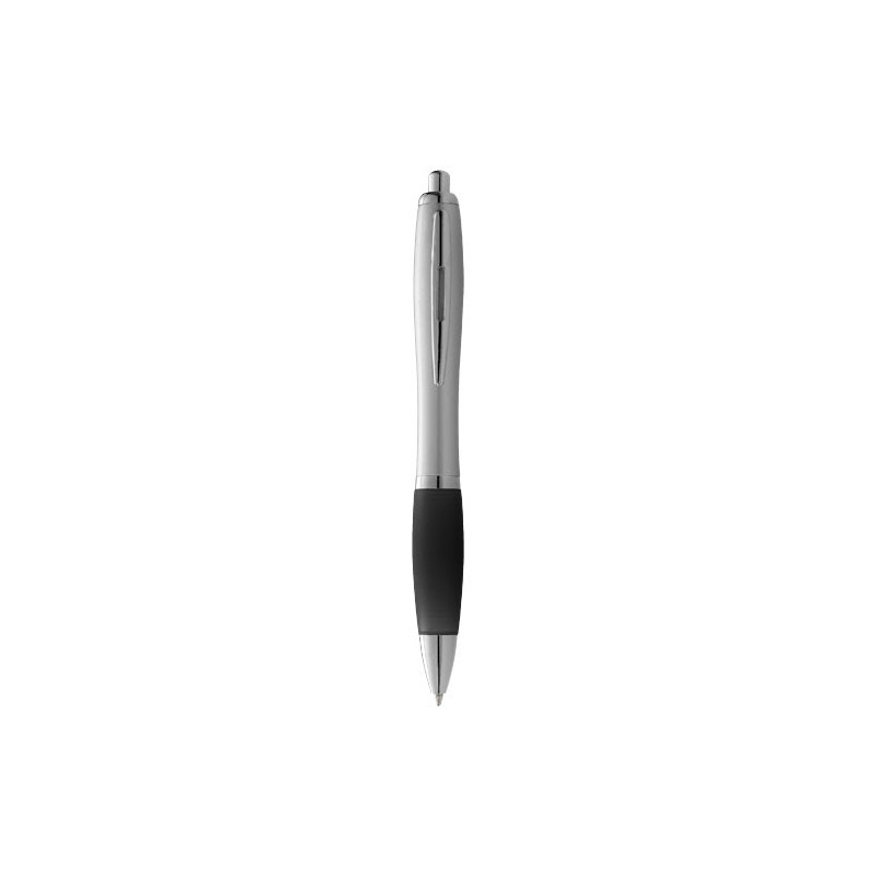 Stylo bille Nash corps argenté grip coloré encre bleue
